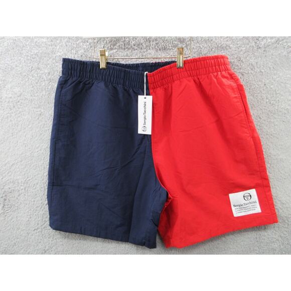 NWT Sergio Tacchini VERNAZZA Mens Mesh Lined Blue/Red Tennis Shorts Size XL - Picture 1 of 11